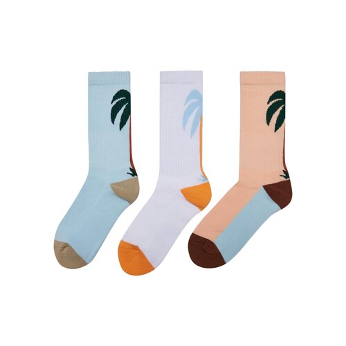 Mister Tee Fancy Palmtree Socks 3-Pack white/multicolor 35-38
