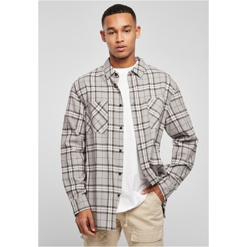 Urban Classics Long Oversized Grey Check Shirt grey/black 5XL