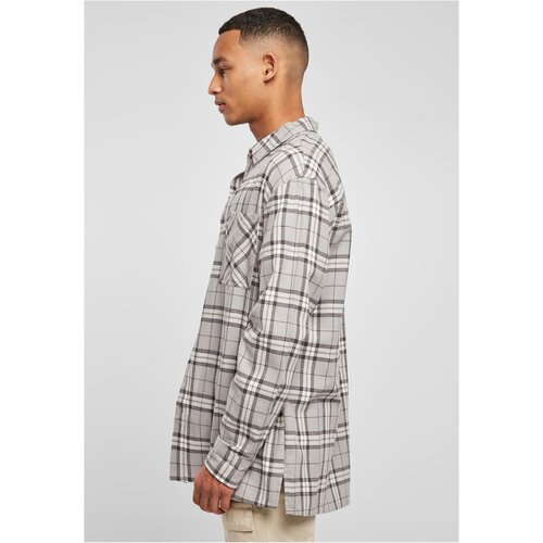 Urban Classics Long Oversized Grey Check Shirt grey/black 5XL