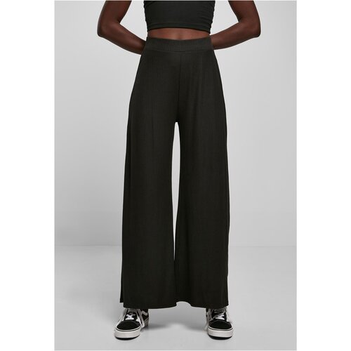 Urban Classics Ladies Rib Jersey Wide Leg Pants black 3XL