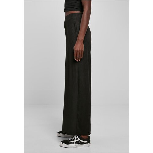 Urban Classics Ladies Rib Jersey Wide Leg Pants black 3XL