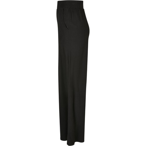 Urban Classics Ladies Rib Jersey Wide Leg Pants black 3XL