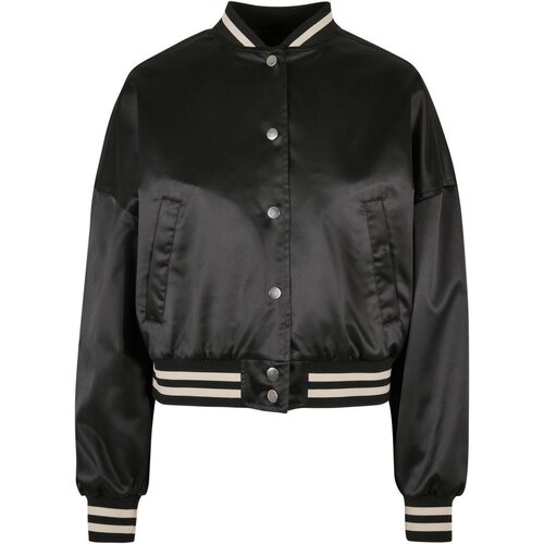 Urban Classics Ladies Short Oversized Satin College Jacket black 3XL