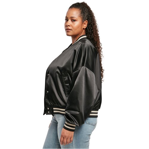 Urban Classics Ladies Short Oversized Satin College Jacket black 3XL
