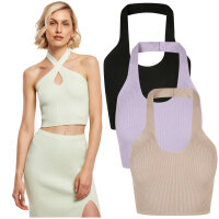 Urban Classics Ladies Rib Knit Crossed Neckholder Top