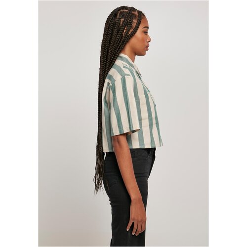 Urban Classics Ladies Short Oversized Stripe Shirt greenlancer/softseagrass 5XL