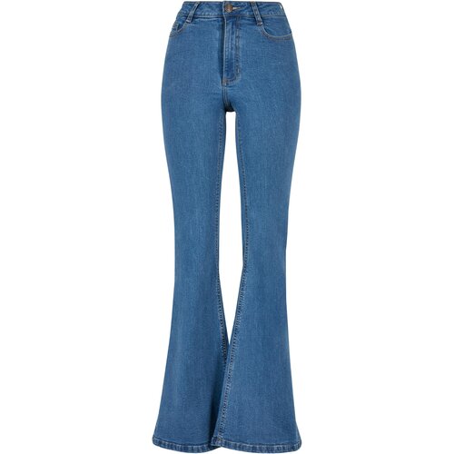 Urban Classics Ladies Organic High Waist Flared Denim Pants clearblue washed 28