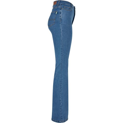 Urban Classics Ladies Organic High Waist Flared Denim Pants clearblue washed 28