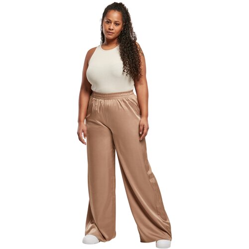 Urban Classics Ladies Satin Wide Leg Pants softtaupe XXL