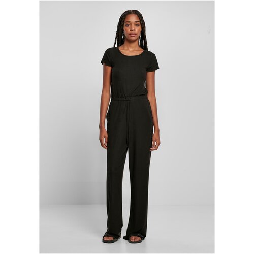 Urban Classics Ladies Rib Wid Leg Jumpsuit black 3XL