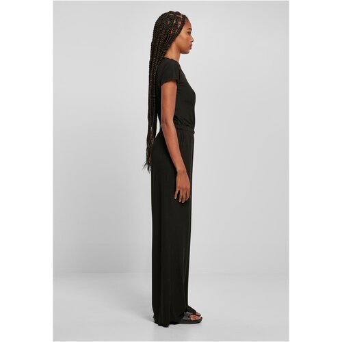 Urban Classics Ladies Rib Wid Leg Jumpsuit black 3XL