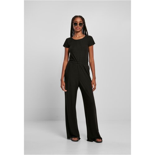 Urban Classics Ladies Rib Wid Leg Jumpsuit black 3XL