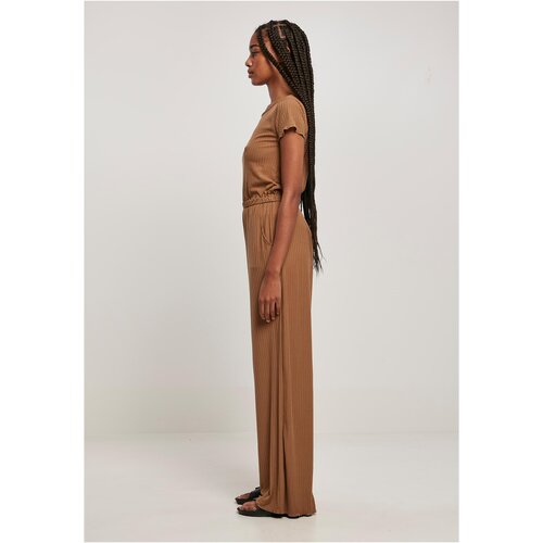 Urban Classics Ladies Rib Wid Leg Jumpsuit darktaupe XXL