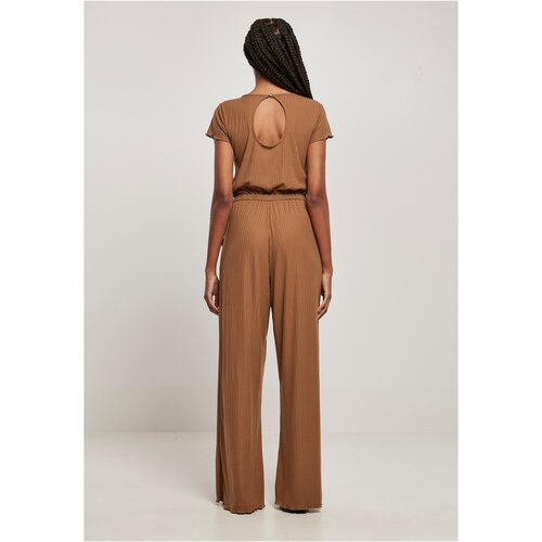 Urban Classics Ladies Rib Wid Leg Jumpsuit darktaupe XXL