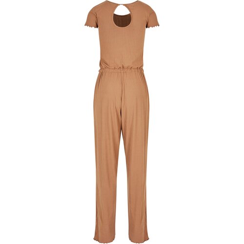 Urban Classics Ladies Rib Wid Leg Jumpsuit darktaupe XXL