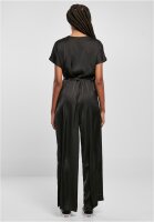 Urban Classics Ladies Satin Wide Leg Belt Jumpsuit