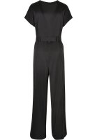 Urban Classics Ladies Satin Wide Leg Belt Jumpsuit