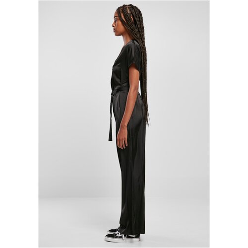 Urban Classics Ladies Satin Wide Leg Belt Jumpsuit black 4XL