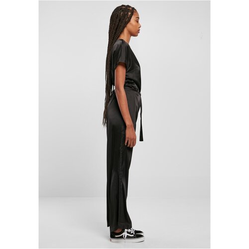 Urban Classics Ladies Satin Wide Leg Belt Jumpsuit black 4XL