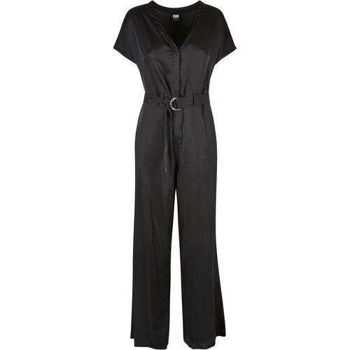 Urban Classics Ladies Satin Wide Leg Belt Jumpsuit black 4XL