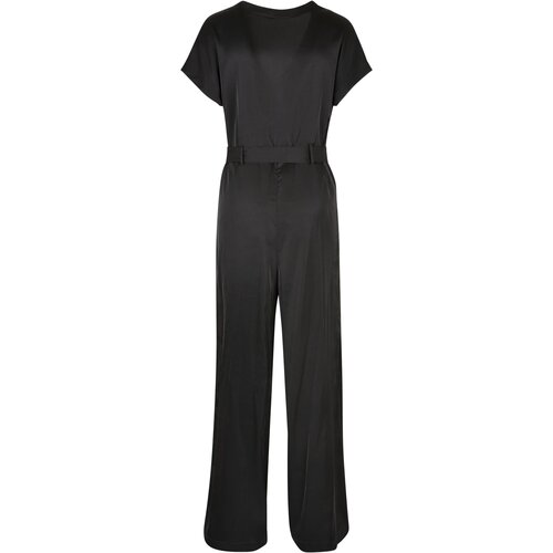 Urban Classics Ladies Satin Wide Leg Belt Jumpsuit black 4XL