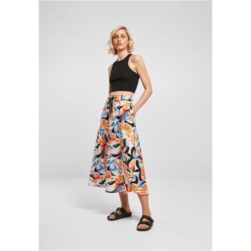 Urban Classics Ladies AOP Satin Midi Skirt