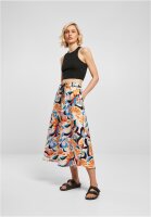 Urban Classics Ladies AOP Satin Midi Skirt