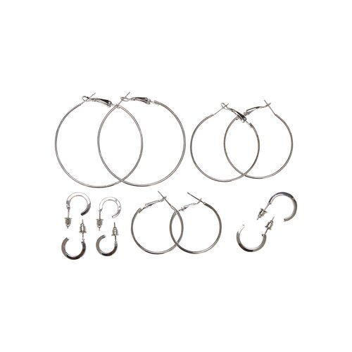 Urban Classics Basic Hoop Earrings 6-Pack silver one size
