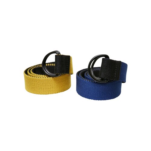 Urban Classics Kids Easy D-Ring Belt Kids 2-Pack black/royal+black/yellow one size