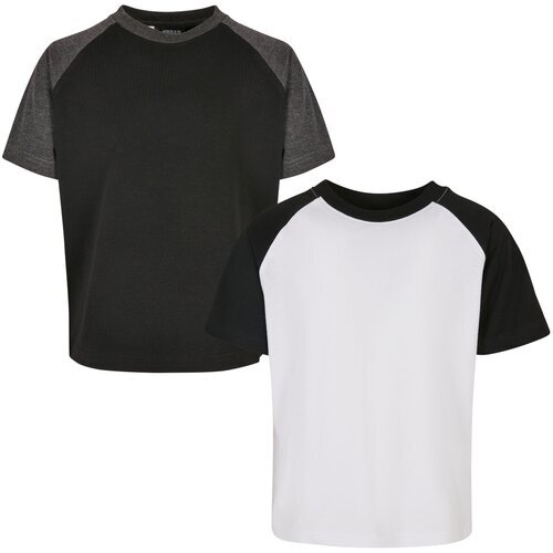 Urban Classics Kids Boys Raglan Contrast Tee 2-Pack white/black+black/charcoal 146/152