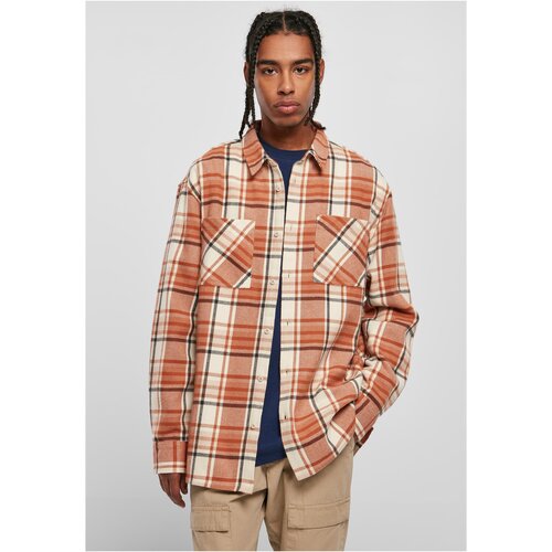 Urban Classics Long Oversized Checked Leaves Shirt softseagrass/red L