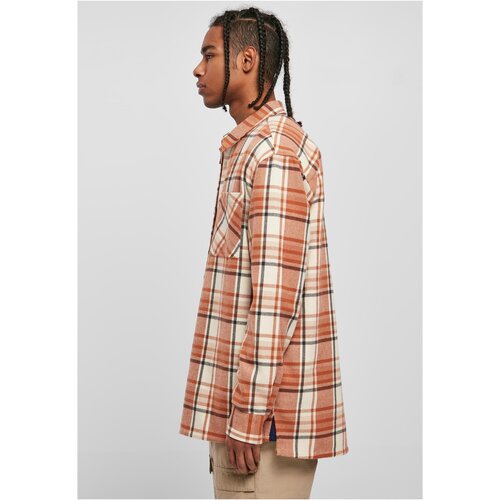 Urban Classics Long Oversized Checked Leaves Shirt softseagrass/red L