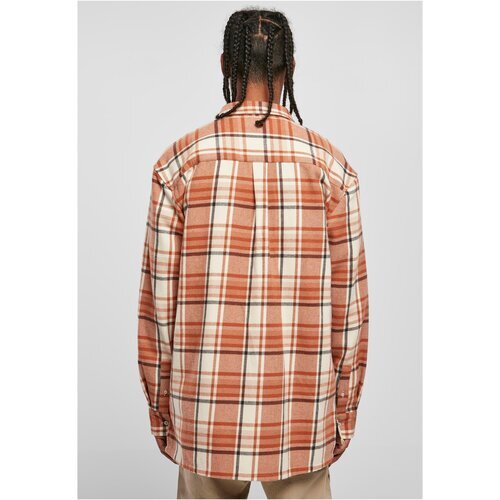 Urban Classics Long Oversized Checked Leaves Shirt softseagrass/red L