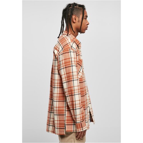 Urban Classics Long Oversized Checked Leaves Shirt softseagrass/red L