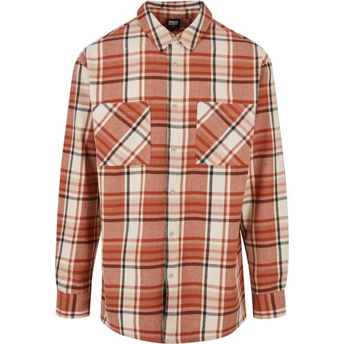 Urban Classics Long Oversized Checked Leaves Shirt softseagrass/red L