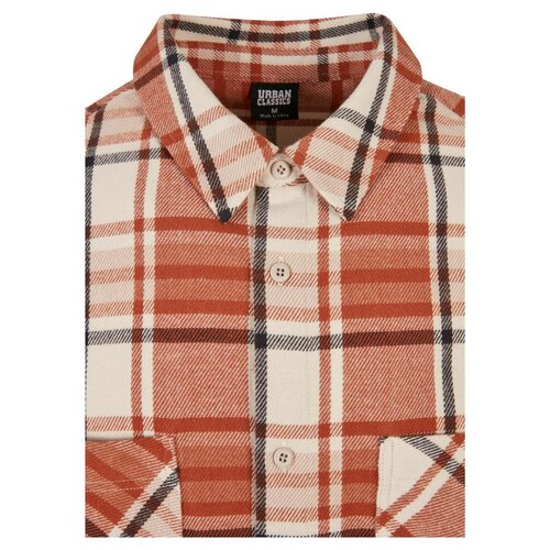 Urban Classics Long Oversized Checked Leaves Shirt softseagrass/red L