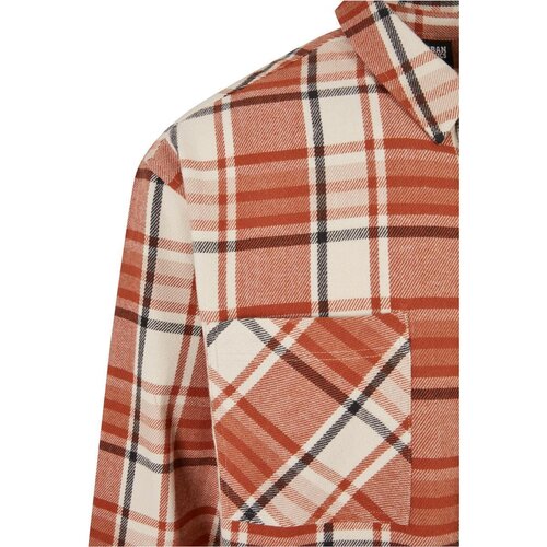 Urban Classics Long Oversized Checked Leaves Shirt softseagrass/red L