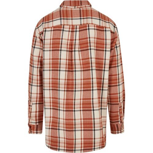 Urban Classics Long Oversized Checked Leaves Shirt softseagrass/red XL