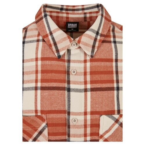 Urban Classics Long Oversized Checked Leaves Shirt softseagrass/red XL
