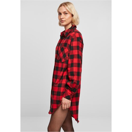 Urban Classics Ladies Oversized Check Flannel Shirt Dress black/red S