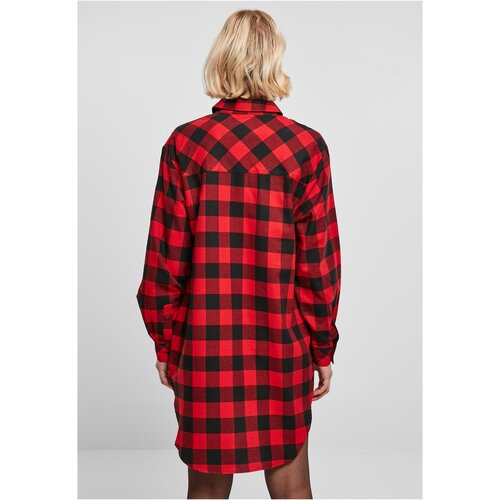 Urban Classics Ladies Oversized Check Flannel Shirt Dress black/red S