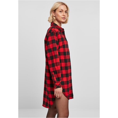 Urban Classics Ladies Oversized Check Flannel Shirt Dress black/red S