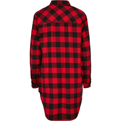 Urban Classics Ladies Oversized Check Flannel Shirt Dress black/red S