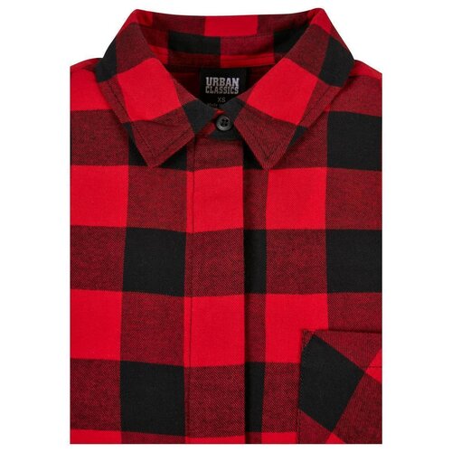 Urban Classics Ladies Oversized Check Flannel Shirt Dress black/red S