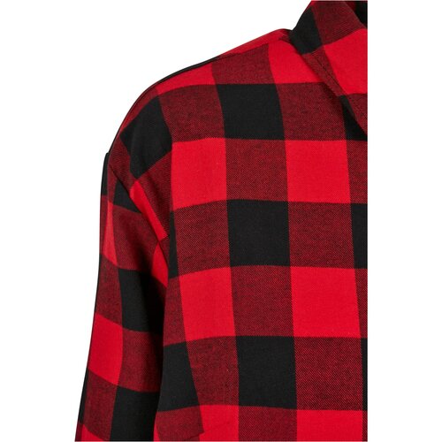 Urban Classics Ladies Oversized Check Flannel Shirt Dress black/red S