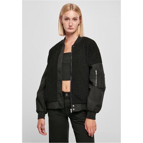 Urban Classics Ladies Oversized Sherpa Mixed Bomber Jacket black 3XL