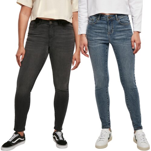Urban Classics Ladies Mid Waist Skinny Jeans