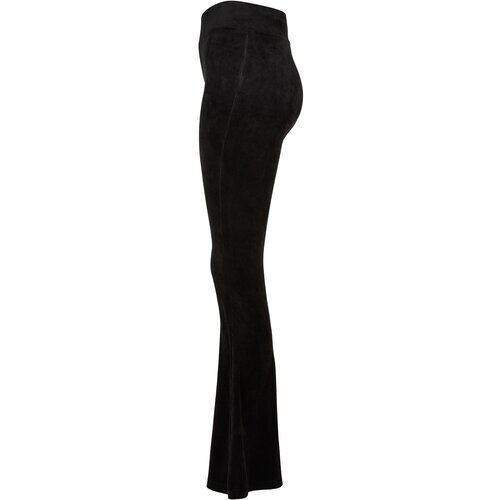 Urban Classics Ladies High Waist Rib Velvet Flared Leggings black 4XL