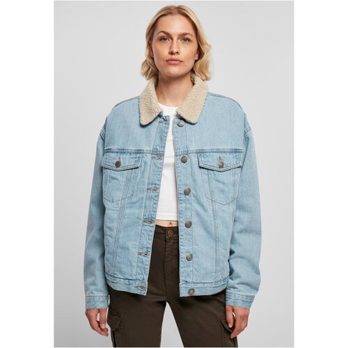 Urban Classics Ladies Oversized Sherpa Denim Jacket clearblue bleached M