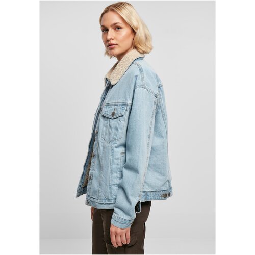 Urban Classics Ladies Oversized Sherpa Denim Jacket clearblue bleached M